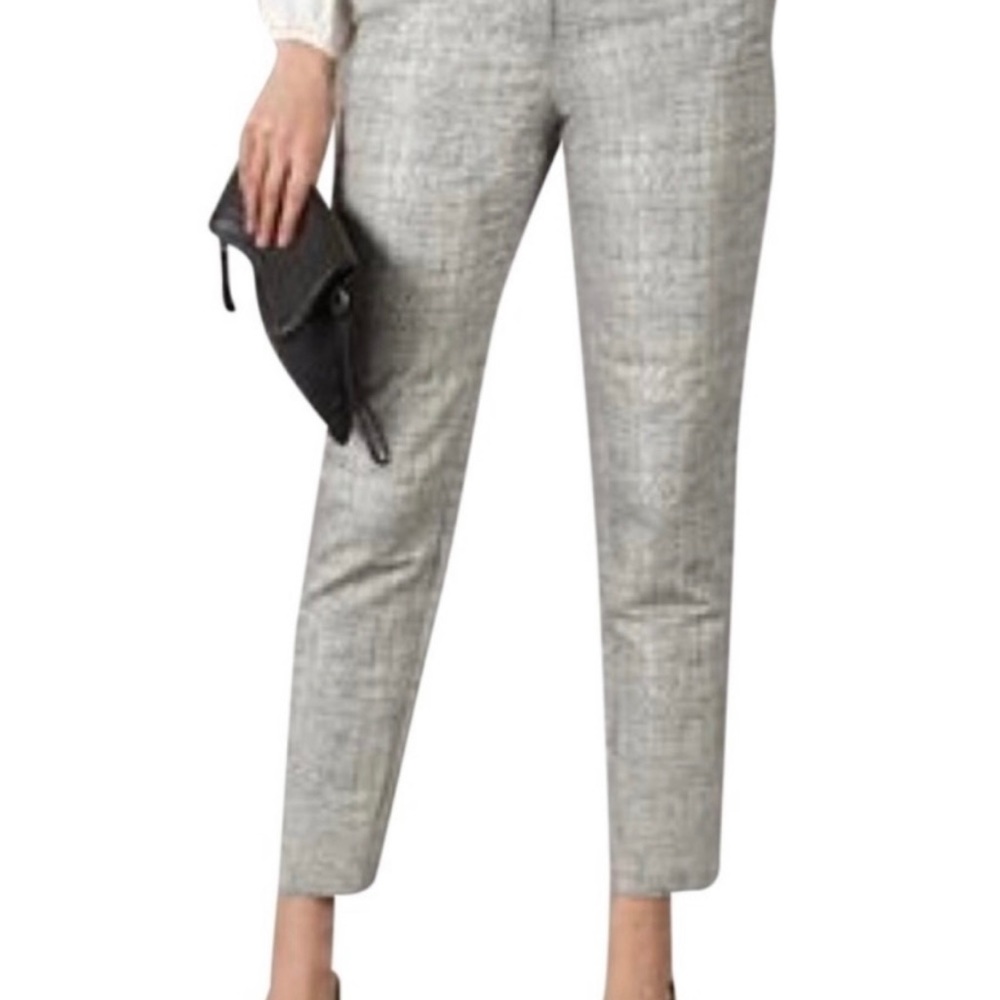 LAST CHANCE! Boden white/gray/black/silver metallic tweed ankle pants